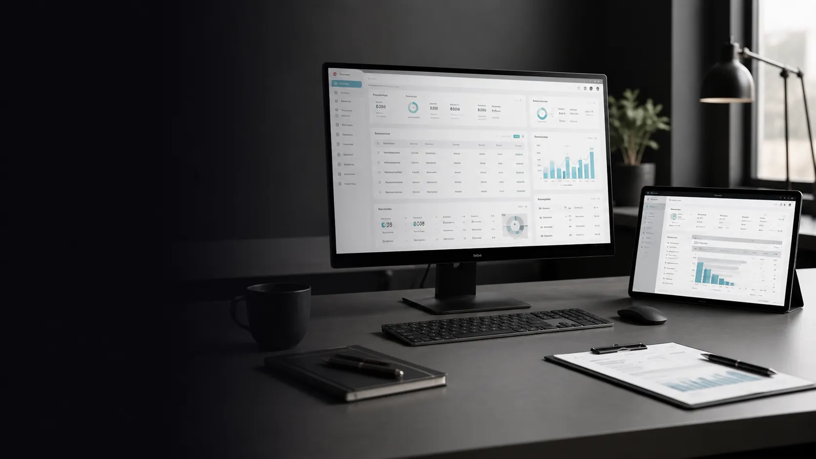Desktop Applications visual with digital interfaces and technology devices