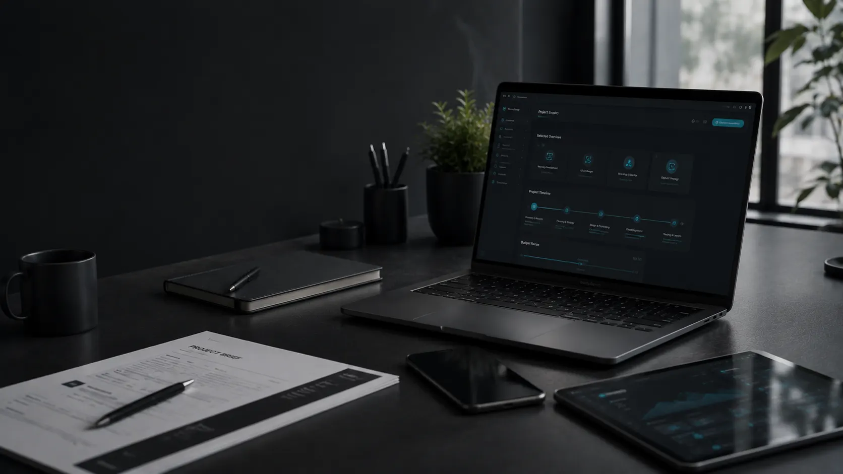 Premium portfolio gallery of websites, applications, and brand work on devices